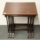 A nest of three inlaid mahogany wine tables, W. 51cm H. 54cm.