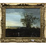 A gilt framed oil on canvas landscape signed Peter Newcombe 1972, framed size. 76 x 66cm.