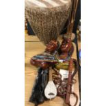 A quantity of African tribal items.