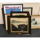 A quantity of framed prints and photographs.