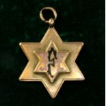 A 19th century 9ct rose gold enamelled pendant, L. 4.4cm.