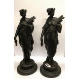 A pair of 19th Century spelter figures, H. 41cm.