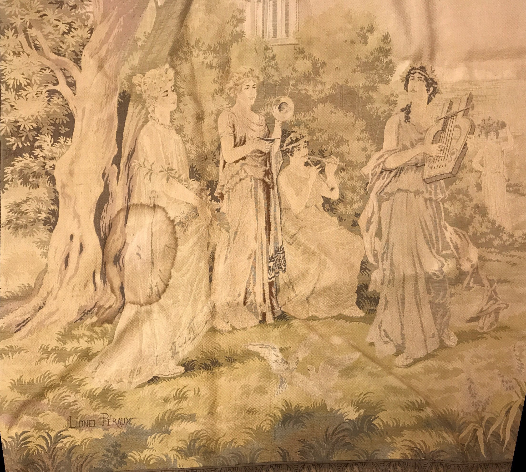 A large antique woven tapestry, size 230 x 160cm together with a further antique large woven - Image 3 of 4