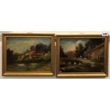 A pair of 19th Century gilt framed oils on canvas, 33 x 26cm.