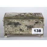 A 19thC Dutch import silver casket, 14 x 9 x 8cm.