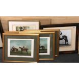 A group of horse racing related prints, largest 59 x 50cm.