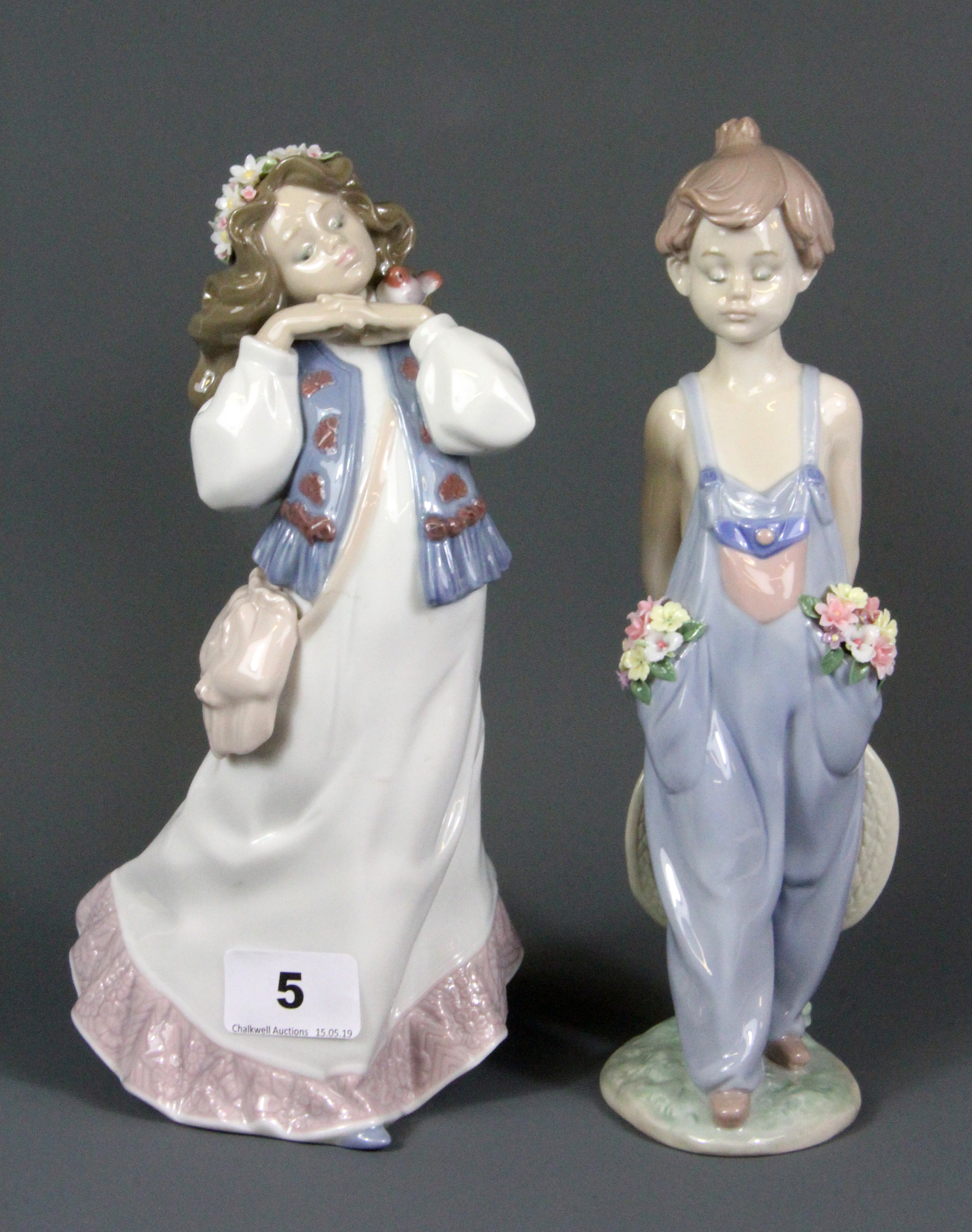 Two Lladro figures, H. 25cm, (with boxes).