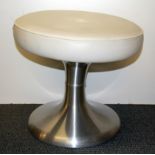 A 1970's upholstered aluminium dressing table stool, Dia. 48cm.