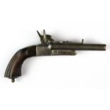 An early 19th Century double barrelled percussion pistol, L. 22cm.