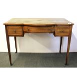 A pretty leather topped Edwardian inlaid mahogany desk, W. 97cm H. 72cm.