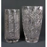 Two large cut crystal vases, tallest H. 30cm.