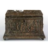 A 19th Century hammered and silvered French casket, 15 x 10 x 10cm. Maker A.B.Paris