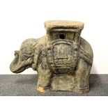 A 19th Century Chinese painted terracotta elephant stool, H. 42cm.