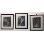 Three 19th Century framed engravings of Adam and Eve, 39 x 46cm.