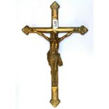 A brass crucifix, H. 46cm.