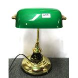 A brass and glass desk lamp, H. 34cm.