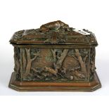 A 19th Century silvered French hammered copper casket, 20 x 13 x 13cm. Maker A.B.Paris.