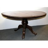 A Victorian mahogany pedestal dining table, W. 136cm.