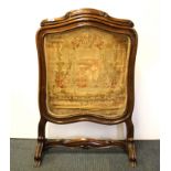 A French carved satinwood and tapestry fire screen, H. 94cm.