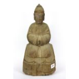 A 19th century Chinese Qing dynasty carved wooden figure , H. 40cm. Prov. Private Collection.