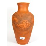 An early 20th Century Chinese stippled Yixing terracotta vase, H. 32cm.