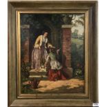 Thomas Faed (Scottish 1826-1900) framed oil on canvas of two young women, feint signature on the