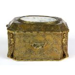 A 19th century moss agate and gilt metal French casket, size 11 x 15 x 9cm.