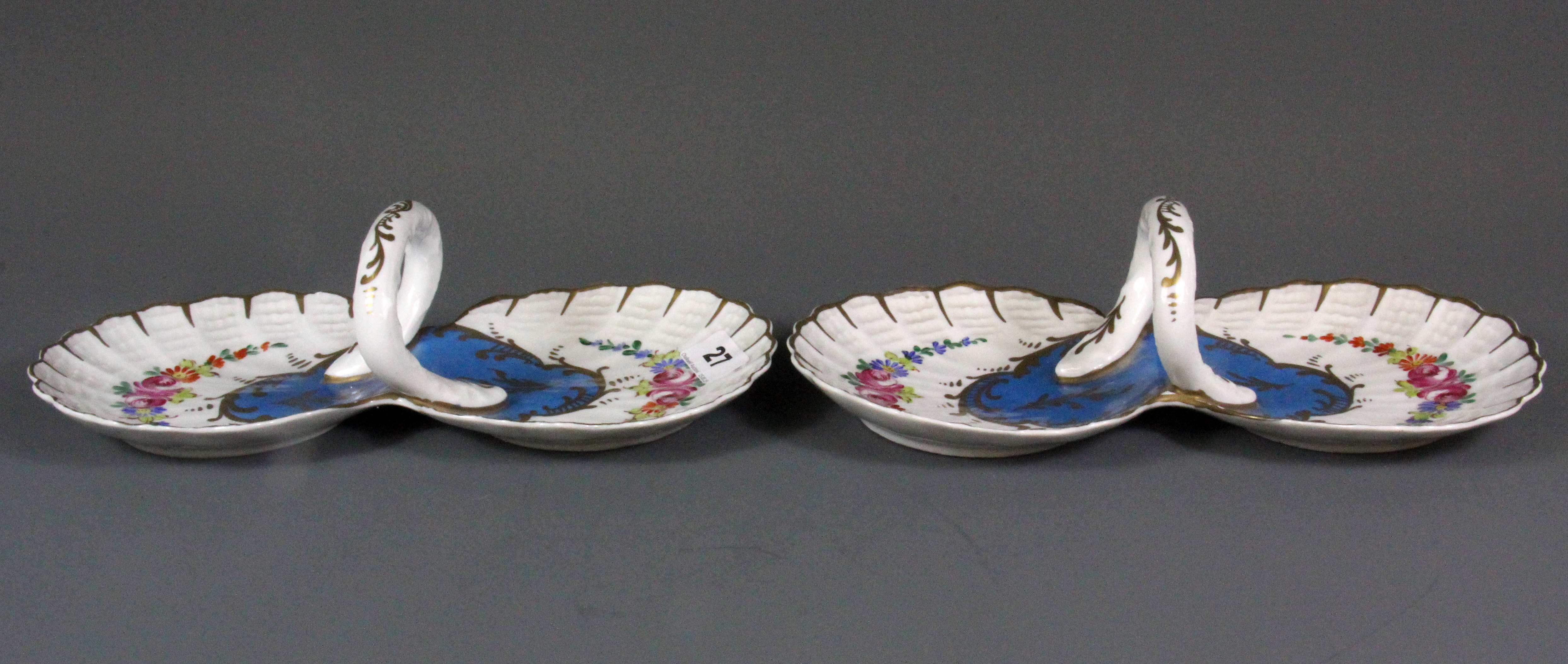 A pair of Limoges double shell dishes, W. 28cm.