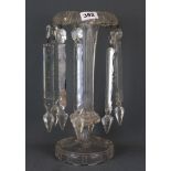 A 19th century cut crystal lustre, H. 36cm, (with 5 glass drops).