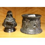 Two 19th Century metal inkwells, H. 10cm.