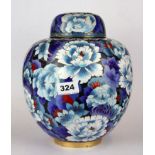 A Chinese cloisonne enamelled jar and cover, H. 26cm.