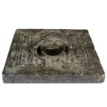 A Chinese Ming dynasty carved stone paper press, 23 x 24 x 7cm.