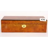 A burr wood veneered watch storage box, W. 28cm.