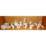 A group of crested ware items.