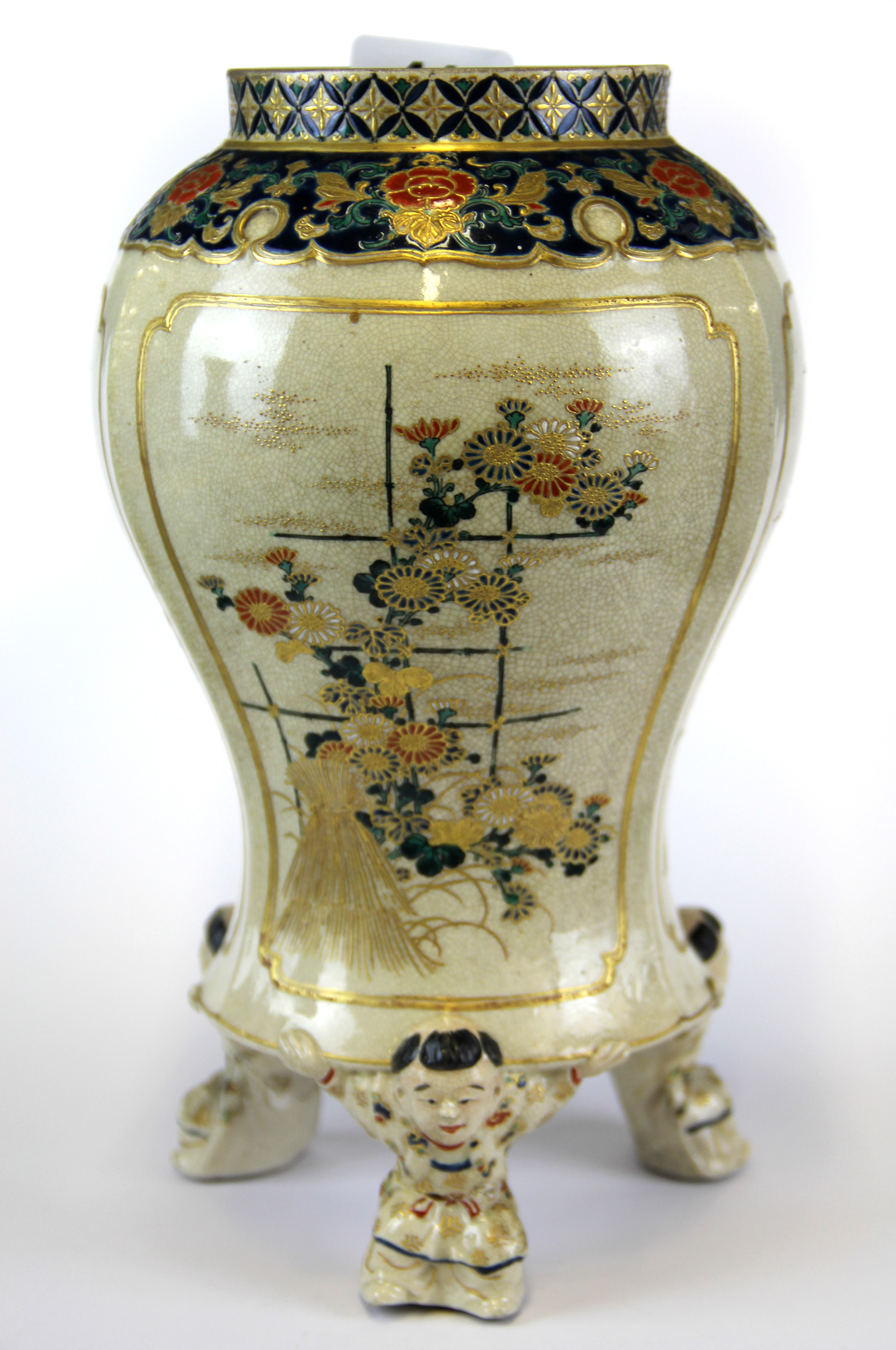 A 19th Century Japanese Imperial Satsuma pottery vase, H. 26cm (A/F)