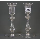 A pair of Waterford crystal candlesticks, H. 21cm.