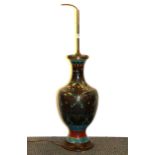 A large 19th/ early 20th Century Chinese cloisonne vase mounted as a lamp base, vase H. 54cm.