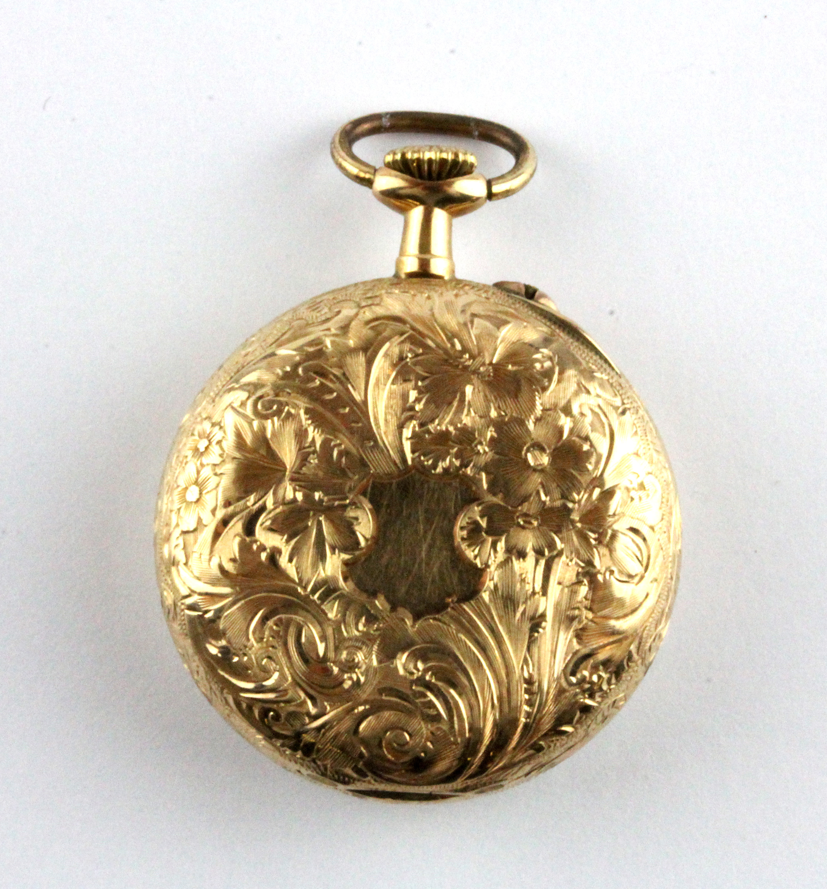 A 14ct yellow gold (stamped 14k) open face lady's fob watch. - Image 2 of 3
