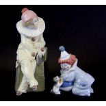 Two Lladro porcelain clown figures, tallest H. 19cm.