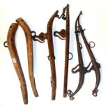 Three pairs of working horse hames L. 80cm.