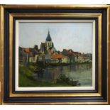 Charles McCall (1907 - 1989) framed signed oil on board Damery on the Marne 1974, prov. Louise