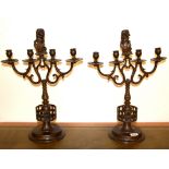 Judaic Interest. An impressive pair of 18th Century Dutch bronze candlesticks bearing the emblem for