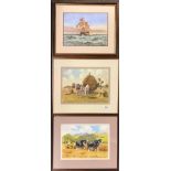 C.C. Turner (British) two framed watercolours of farming scenes, framed size 45 x 54cm together with