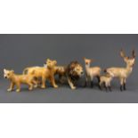 Six Beswick porcelain animal figures, tallest H. 20cm.
