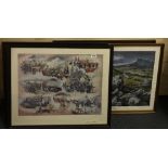 Four pencil signed Military prints, size 69 x 58cm.