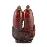 An unusual Chinese double snuff bottle, H. 7.5cm.