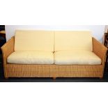 A large Contemporary cane settee, L. 200cm D. 86cm.