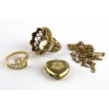 A quantity of mixed 9ct gold and other items.