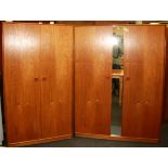 Two 1970's Meredew teak wardrobes, H. 170cm W. 90cm / 120cm.