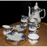 A six plate setting Royal Albert ''Moonlight Rose'' coffee set.